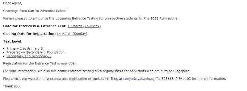 最新动向：新加坡三育中小学招生申请通道开放！3月14日截止！